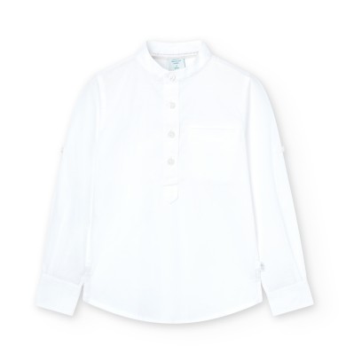Boboli Πουκάμισο-μπλούζα με μακρύ μανίκι γιακά μάο και τσεπάκι